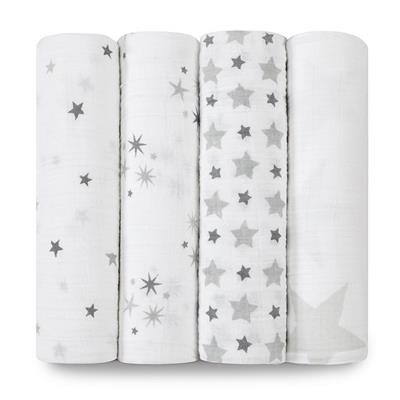 aden+anais Otulacz muślinowy TWINKLE STAR GREY 4 szt.
