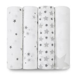 aden+anais Otulacz muślinowy TWINKLE STAR GREY 4 szt.