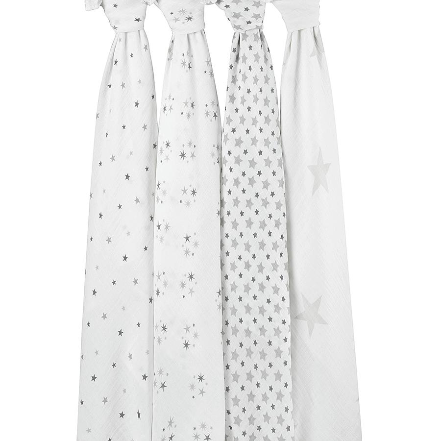 aden+anais Otulacz muślinowy TWINKLE STAR GREY 4 szt.