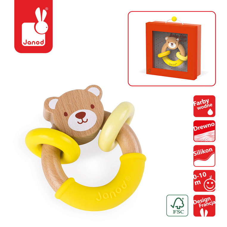 Janod Grzechotka Baby Pop Miś