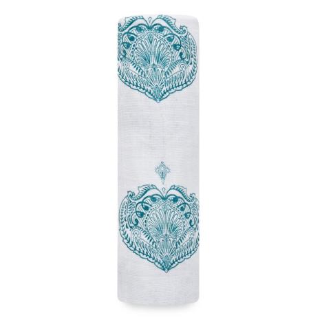 aden+anais Otulacz muślinowy PAISLEY TEAL PAISLEY DROP