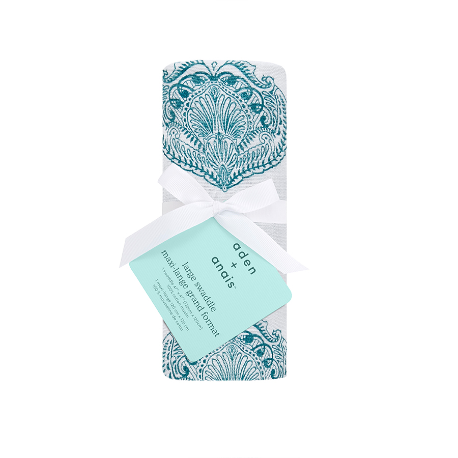 aden+anais Otulacz muślinowy PAISLEY TEAL PAISLEY DROP