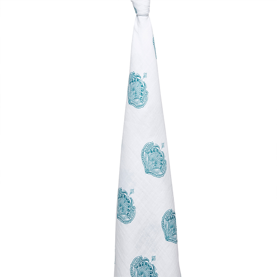aden+anais Otulacz muślinowy PAISLEY TEAL PAISLEY DROP