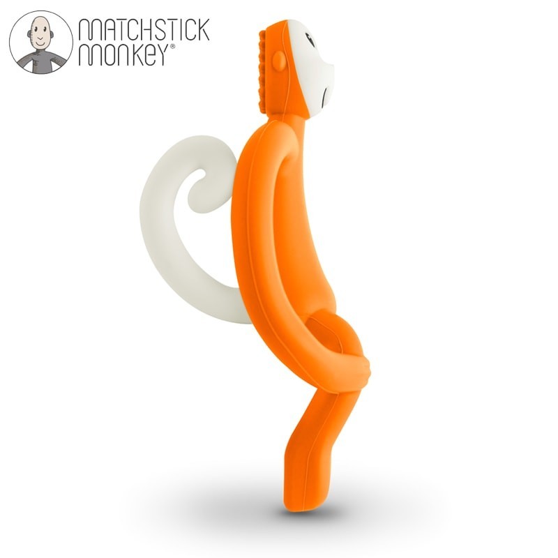 MATCHSTICK MONKEY Gryzak ze szczoteczką pomarańczowy