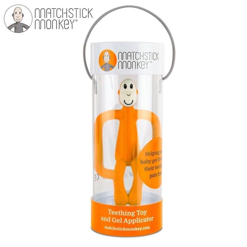 MATCHSTICK MONKEY Gryzak ze szczoteczką pomarańczowy
