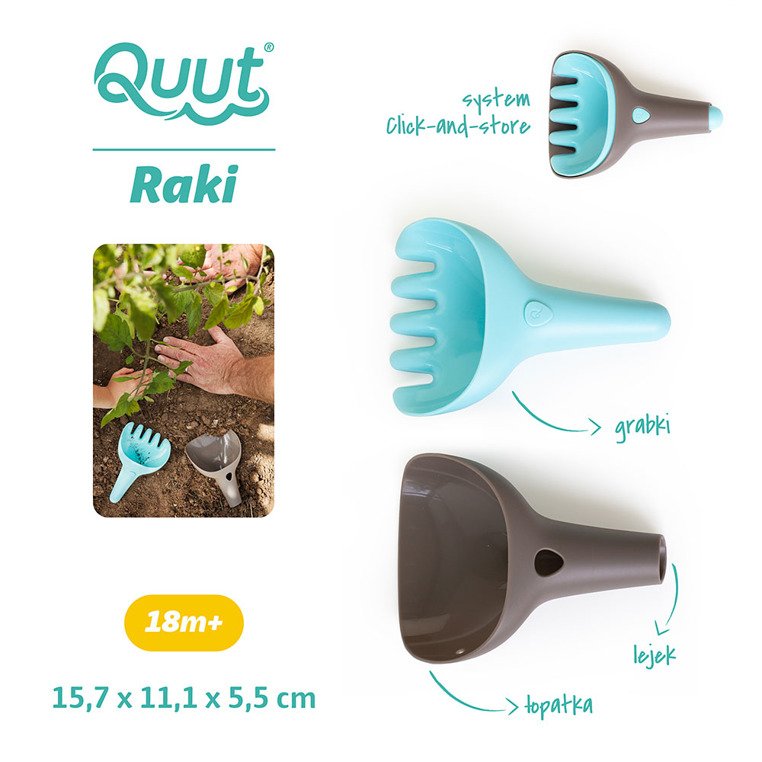 QUUT Zestaw łopatka i grabki Raki Bungee Grey Vintage Blue