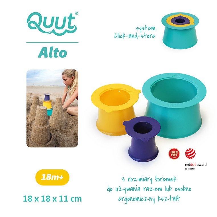 QUUT Zestaw 3 foremek do piasku Wieża Alto Green Purple Yellow