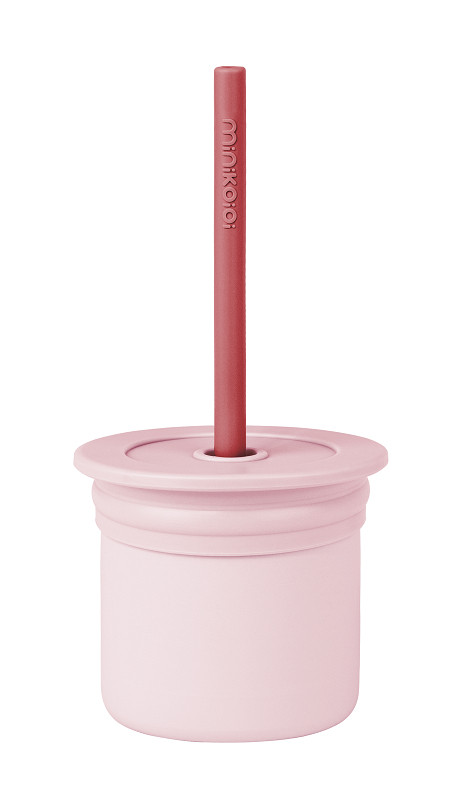 MinikOiOi silikonowy bidon i pojemnik na przekąski PINKY PINK/VELVET ROSE