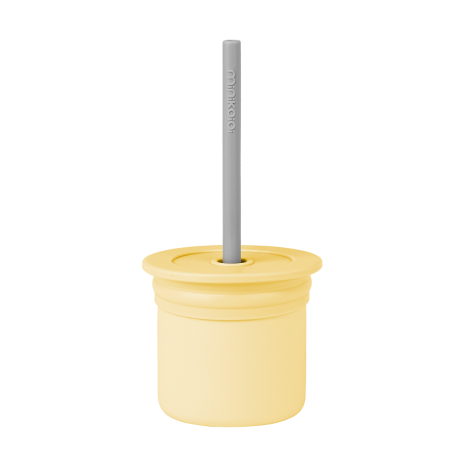 MinikOiOi silikonowy bidon i pojemnik na przekąski MELLOW YELLOW/GREY