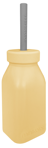 MinikOiOi Silikonowy bidon MELLOW YELLOW/POWDER GREY