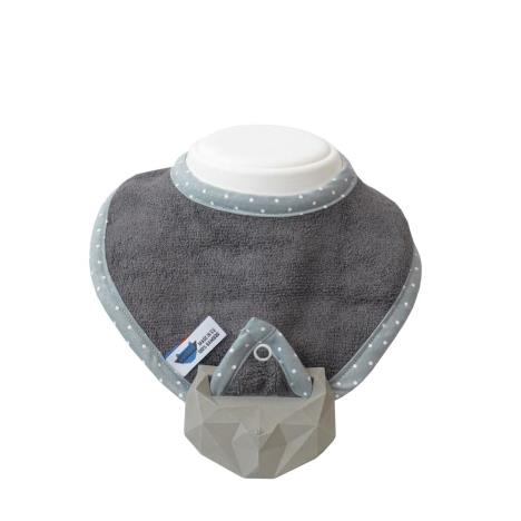 SupeRRO baby hevea gray - śliniak z gryzakiem